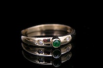 Appraisal: Ladies' Gold Emerald and Diamond Ring A thin k yellow