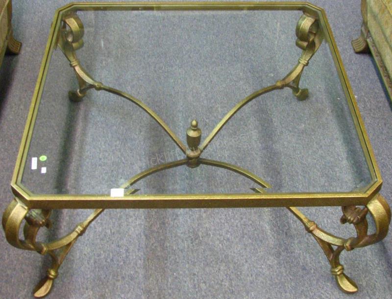 Appraisal: A Bernhardt neoclassical style cast metal cocktail table with glass