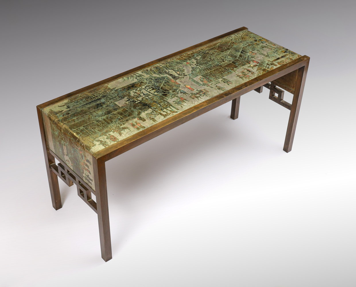 Appraisal: PHILIP KELVIN LAVERNE CHINESE SPRING FESTIVAL TABLE Brutalist acid etched