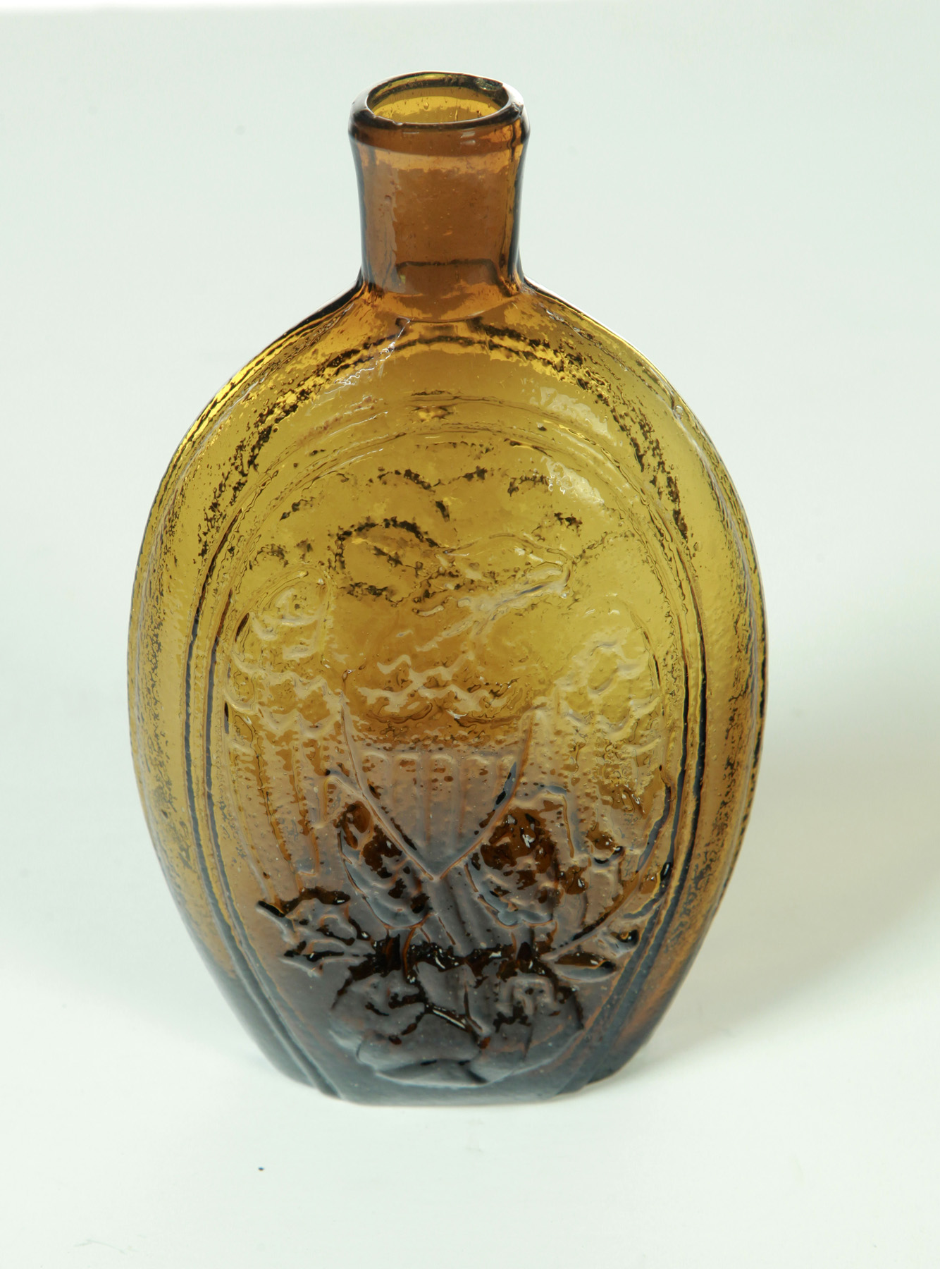 Appraisal: AMERICAN BLOWN GLASS FLASK Second quarter- th century Golden amber