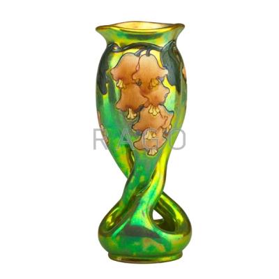 Appraisal: JOZSEF RIPPL-RONAI - ZSOLNAY Vase with open twisted base and