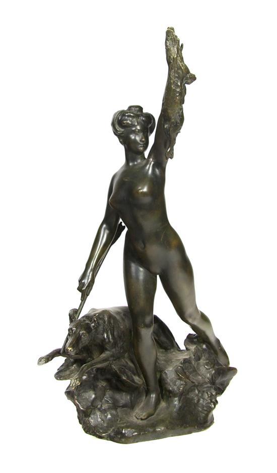 Appraisal: French Bronze Sculpture Emile Laporte depicting the goddess Diana with