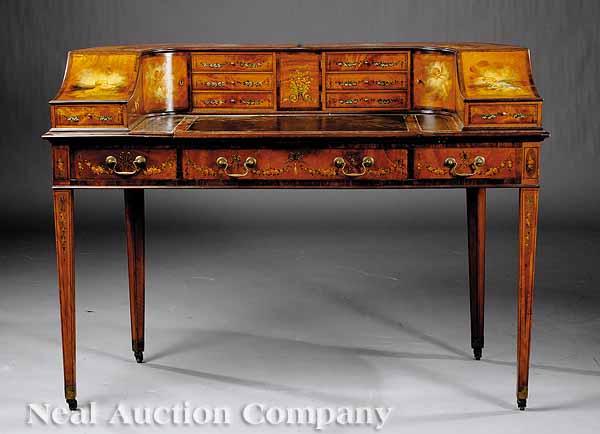 Appraisal: An Edwardian Satinwood and Paint-Decorated Carlton House Desk early th