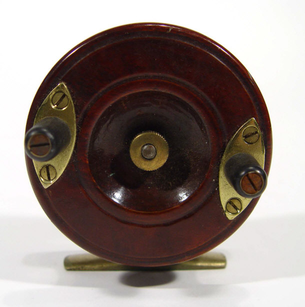 Appraisal: Allcock Company mahogany and brass fishing reel cm diameter