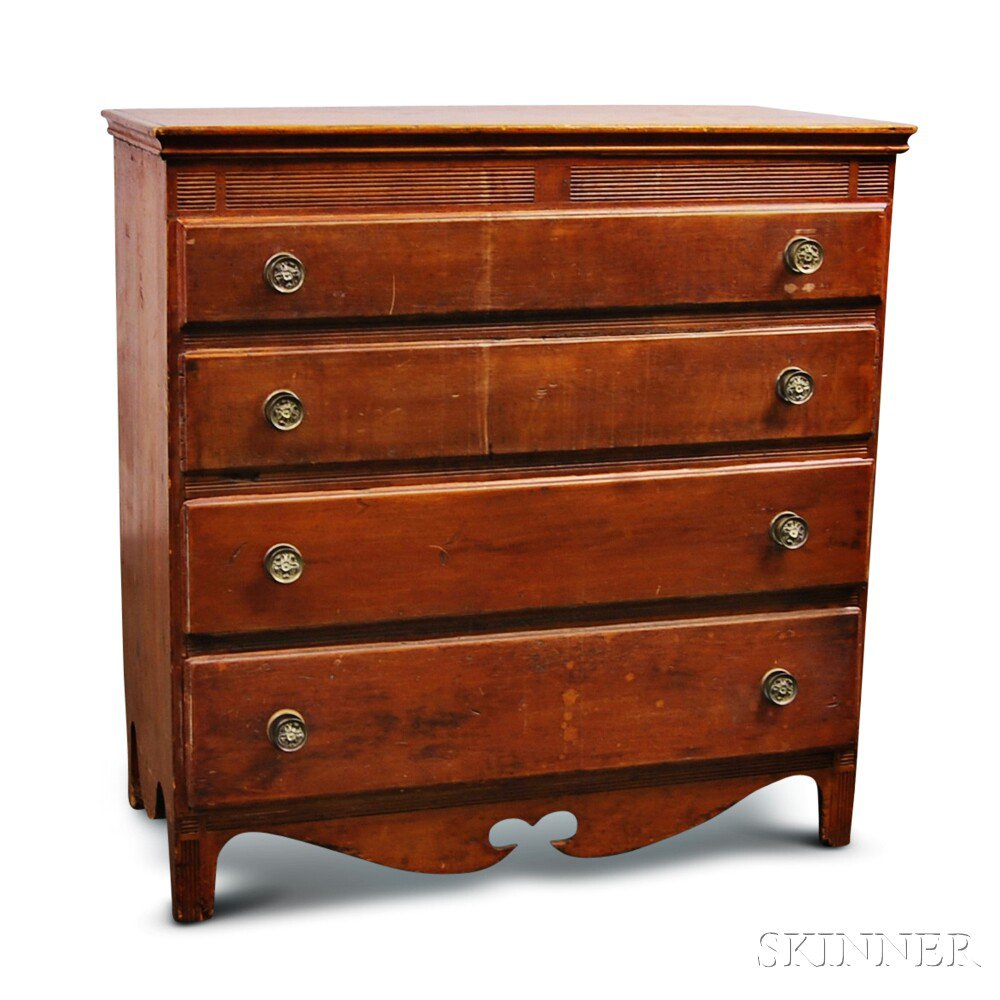 Appraisal: Red-stained Pine Two-drawer Blanket Chest New England or New York