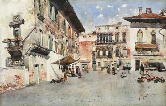 Appraisal: Emanuele Brugnoli Italian - Italian Piazza watercolour signed 'Brugnoli' lower