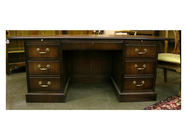 Appraisal: Jasper Desk Company executive double pedestal desk five drawers with