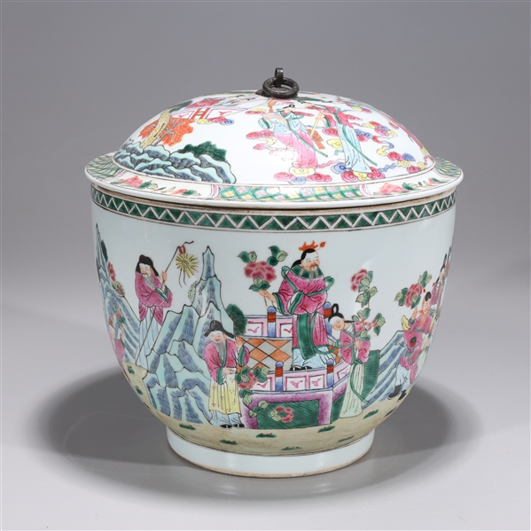 Appraisal: Chinese famille rose enameled porcelain covered vase six-character Kangxi mark