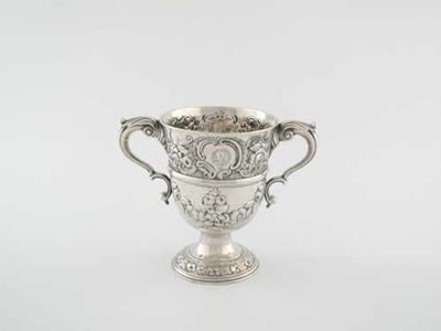 Appraisal: A George III Irish two handled loving cup with embossed