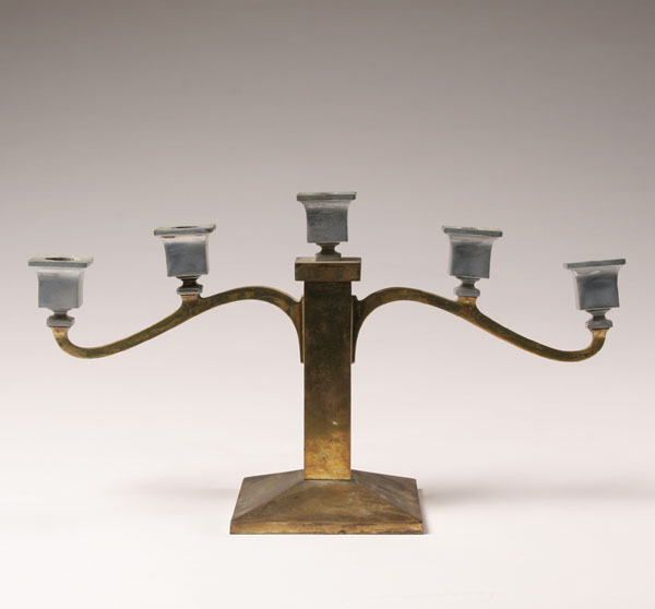 Appraisal: Bradley Hubbard candelabrum five light curvilinear arms H x W