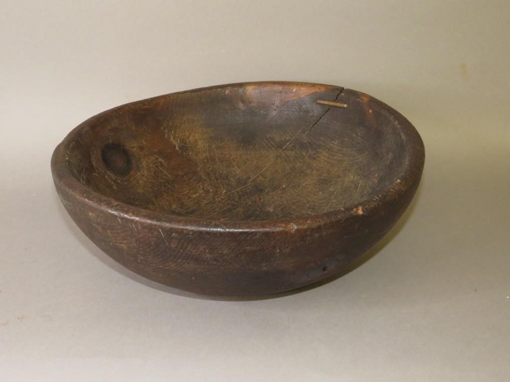 Appraisal: TURNED YELLOW PINE KITCHEN BOWLca - central PA or Appalachian