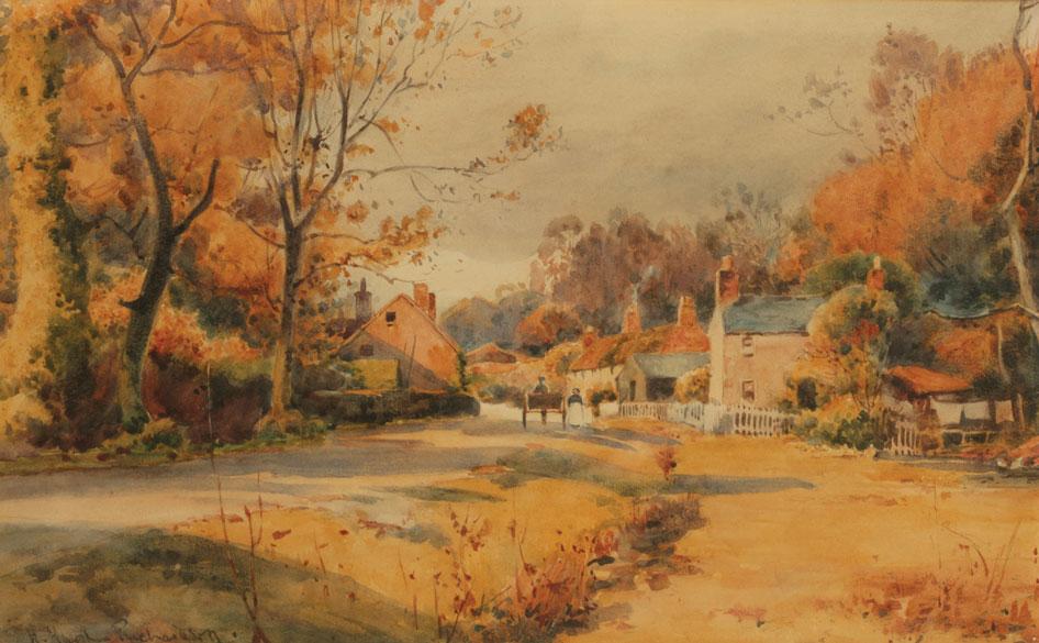 Appraisal: H HUGH RICHARDSON A village street signed watercolour x -