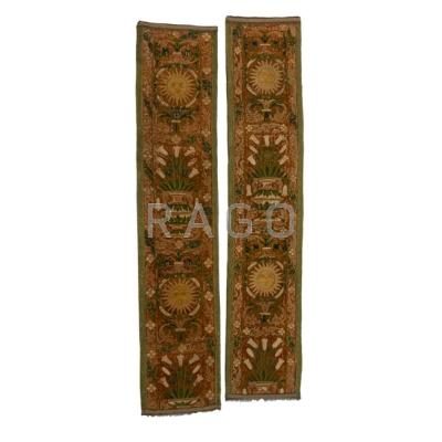 Appraisal: TEXTILES Pair of Art Nouveau wall hangings with celestial motifs