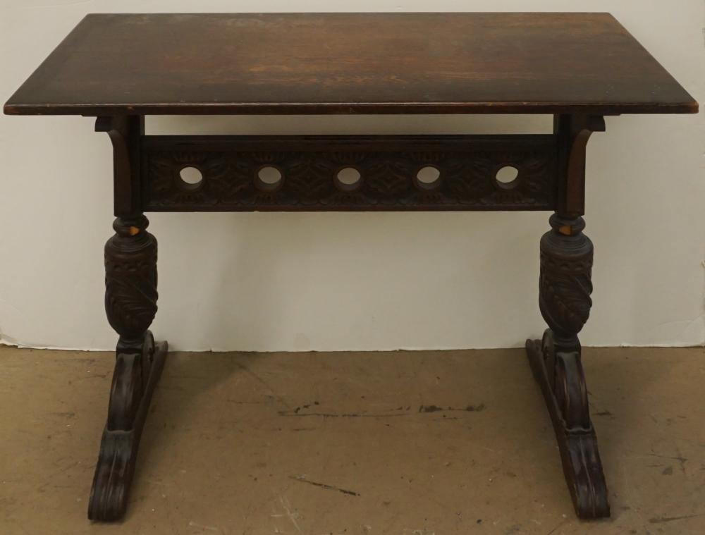 Appraisal: RENAISSANCE STYLE OAK LIBRARY TRESTLE TABLE X X IN X