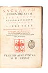 Appraisal: Sacrarum caeremoniarum sive rituum ecclesiasticarum S Rom Ecclesiae libri tres