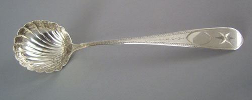 Appraisal: Irish bright cut silver ladle bearing the touch J S