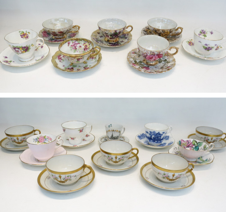 Appraisal: COLLECTION ASSORTED PORCELAIN CUP SAUCERS seventeen sets various patterns and