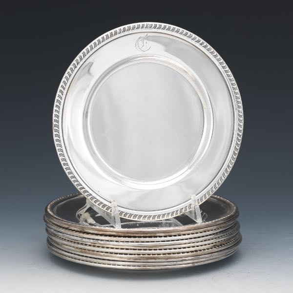 Appraisal: ELEVEN STERLING SILVER BREAD PLATES JOHN WANAMAKER PHILADELPHIA With gadrooned