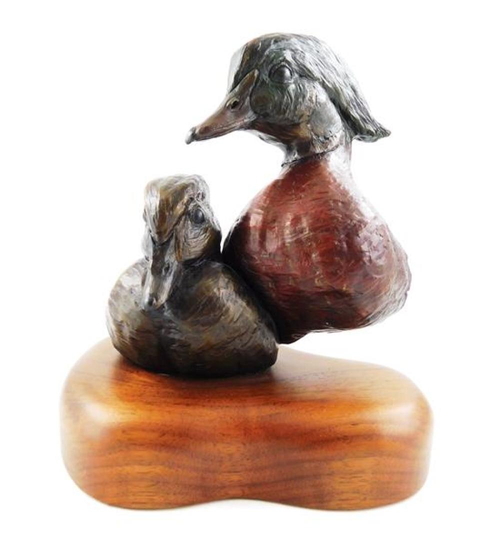 Appraisal: William Turner American b Wood Duck Study bronze sculpture ed