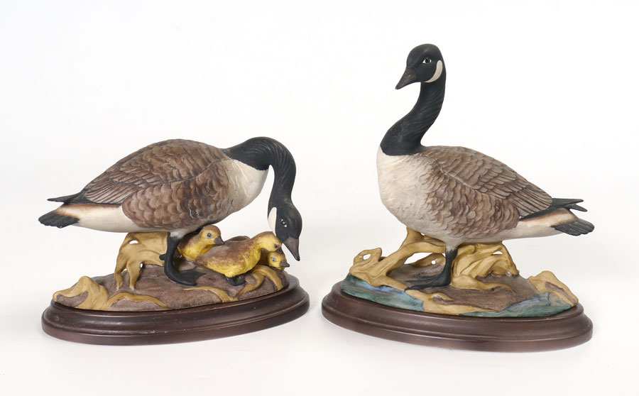 Appraisal: PAIR BOEHM HANDPAINTED PORCELAIN CANADIAN GEESE Pair of geese one