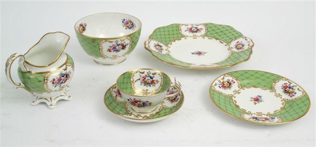 Appraisal: th CENTURY TEA SERVICE painted and printed with floral reserves