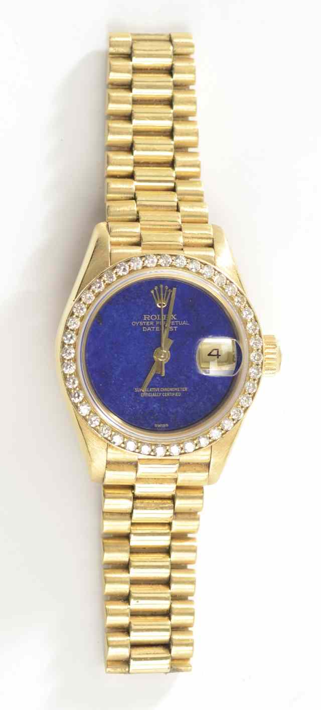 Appraisal: LADY'S ROLEX PRESIDENT OYSTER PERPETUAL DIAMOND DATEJUST WRISTWATCH K gold