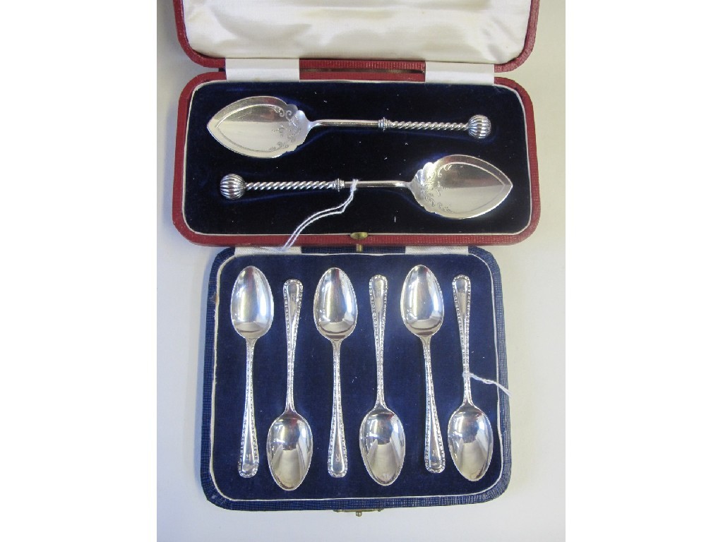 Appraisal: Lot comprising cased set of six silver spoons and a