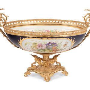 Appraisal: A S vres Style Gilt Bronze Mounted Porcelain Centerpiece Bowl