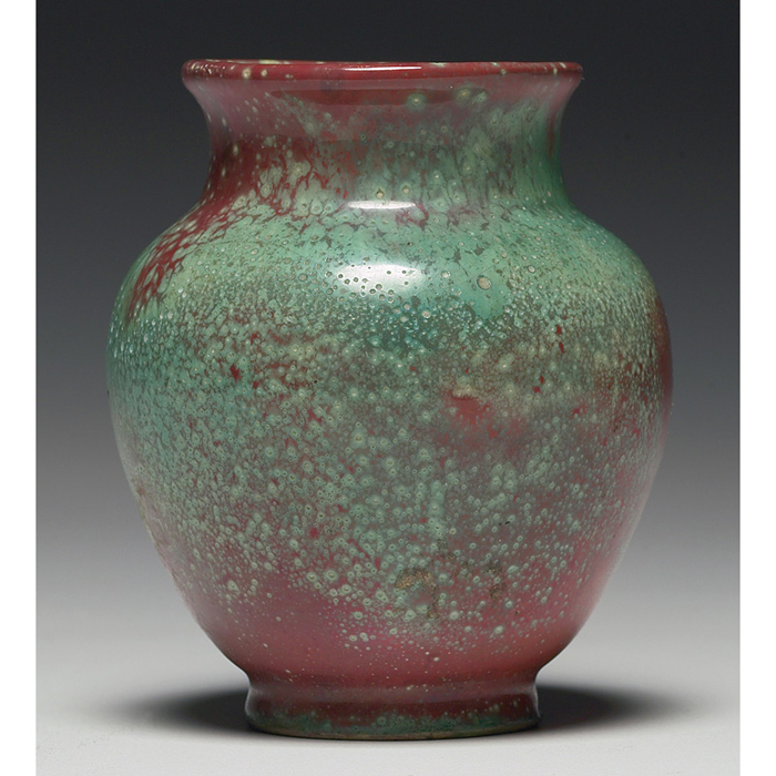 Appraisal: Reuss vase shown bulbous shape covered in a red and