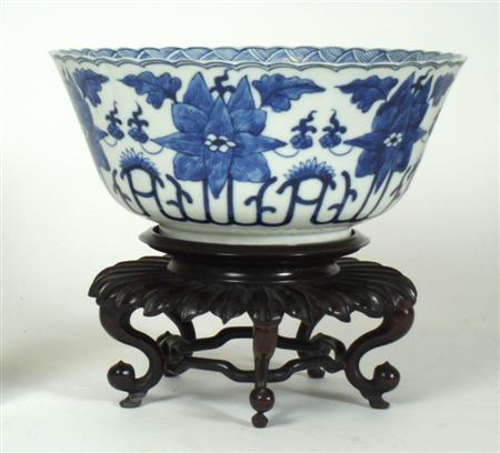 Appraisal: An early th century Chinese blue painted bowl In the