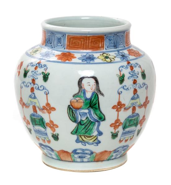 Appraisal: Sale Lot A Wucai Porcelain Jar with Jiajing mark Length