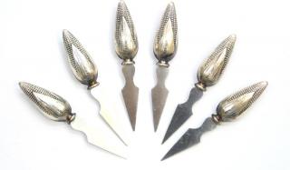 Appraisal: Set of Sterling Silver Corn Holders Each a miniature molded