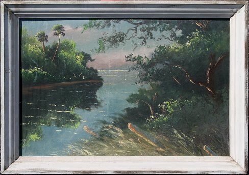 Appraisal: NEWTON Sam American th C Florida Highwaymen River Scene Oil