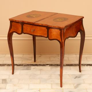 Appraisal: George III satinwood amaranth bureau de dame George III satinwood