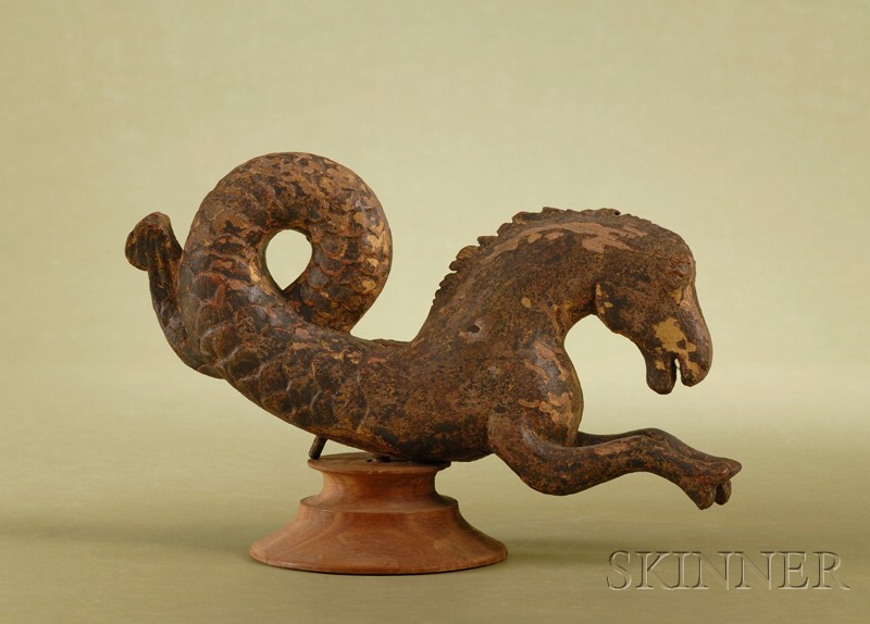 Appraisal: Continental Carved and Painted Oak Figure of a Seahorse th