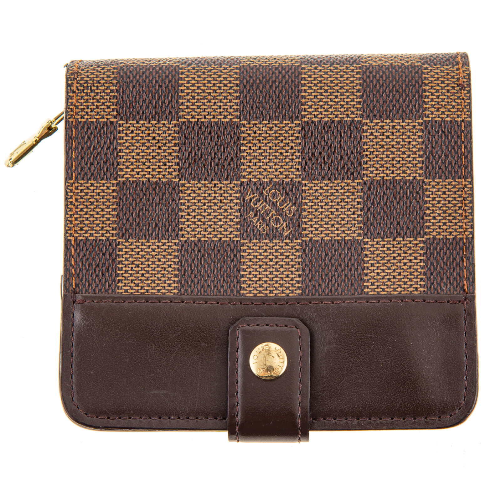 Appraisal: A LOUIS VUITTON COMPACT ZIP WALLET A Damier Ebene coated