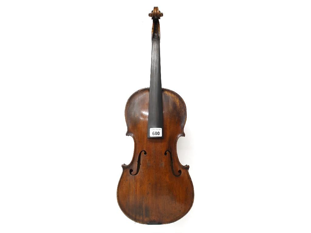 Appraisal: th century English violin with birds eye maple back and