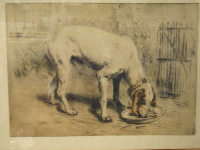 Appraisal: Manuel Robbe Etching of a Dog well listed artist image