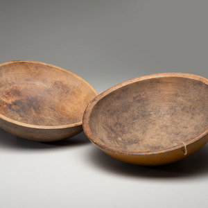 Appraisal: Two Turned Wood Dough Bowls th Century one with yellow