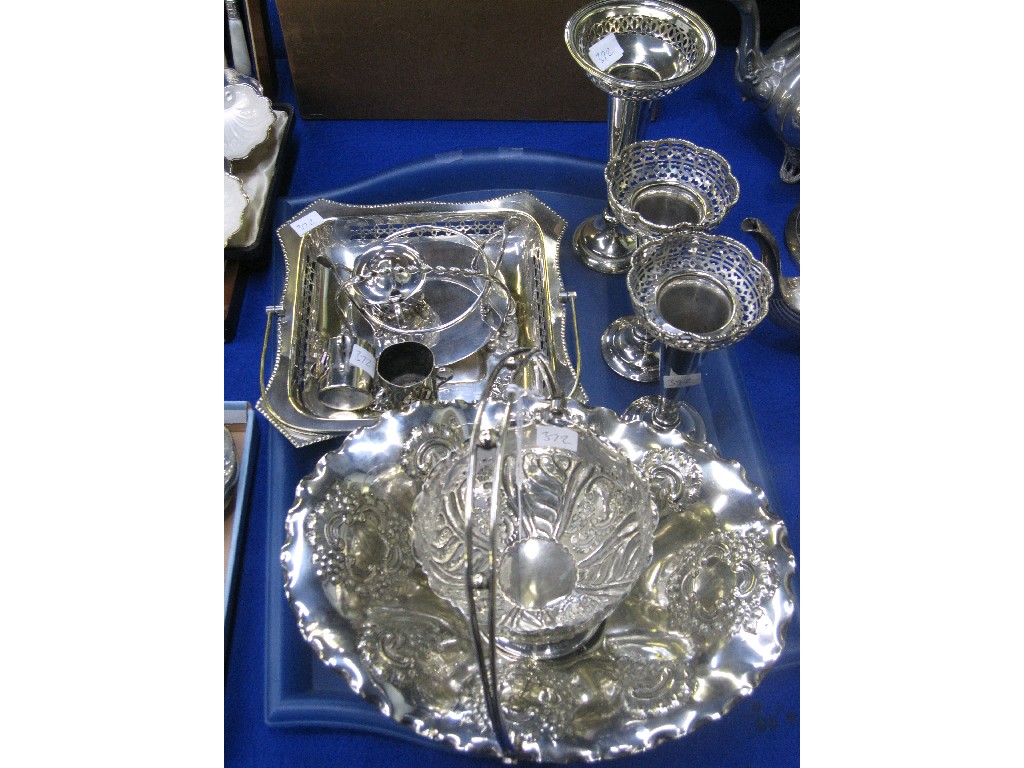 Appraisal: Tray lot of EP - vases baskets etc