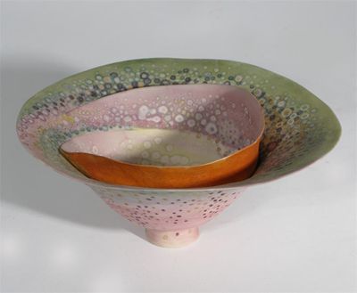 Appraisal: An egg shell porcelain bowl by Margaret Stewart footed form