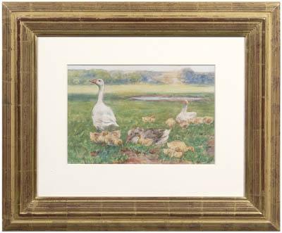 Appraisal: George Henry Clements watercolor Louisiana California - geese and goslings