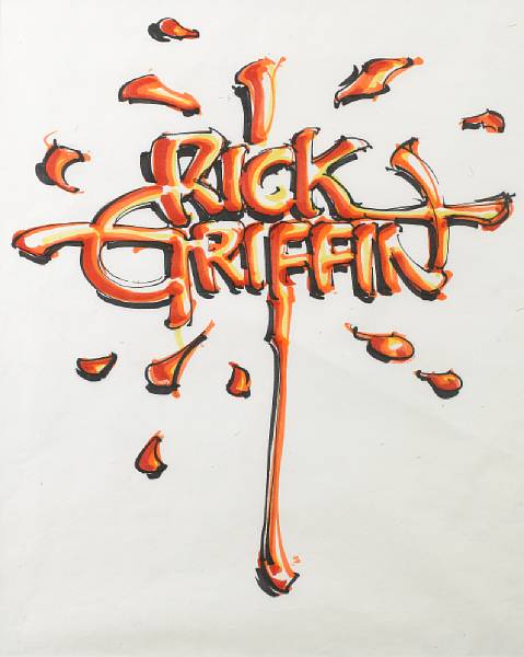 Appraisal: Rick Griffin Signature black ink and marker pens an over-sized