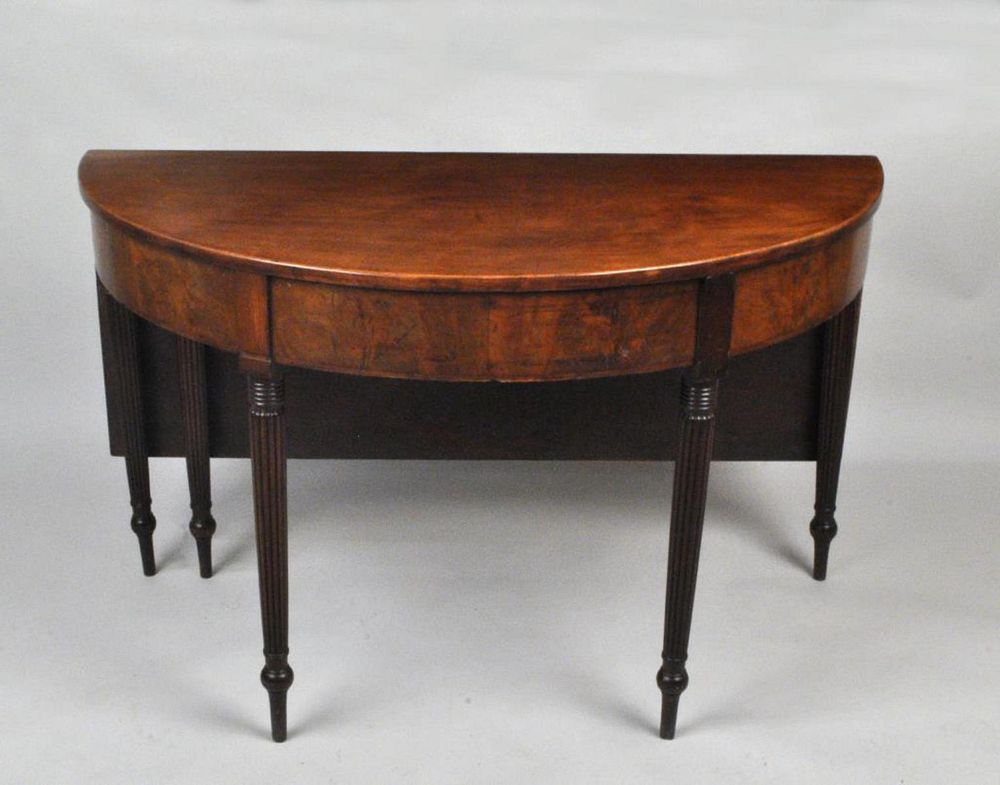 Appraisal: American Sheraton Drop Leaf Mahogany Console Table with turned reeded