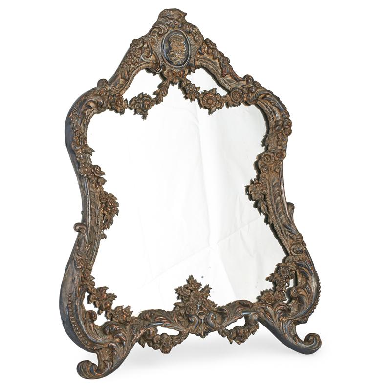 Appraisal: FRENCH SILVER PLATE TOILET MIRROR Condition Report