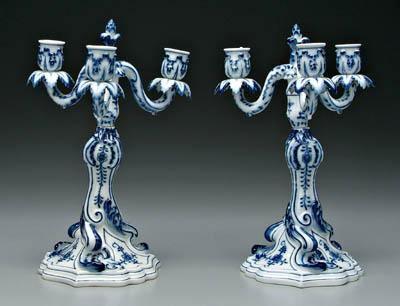 Appraisal: Pair Meissen candelabra each with three cups blue and white