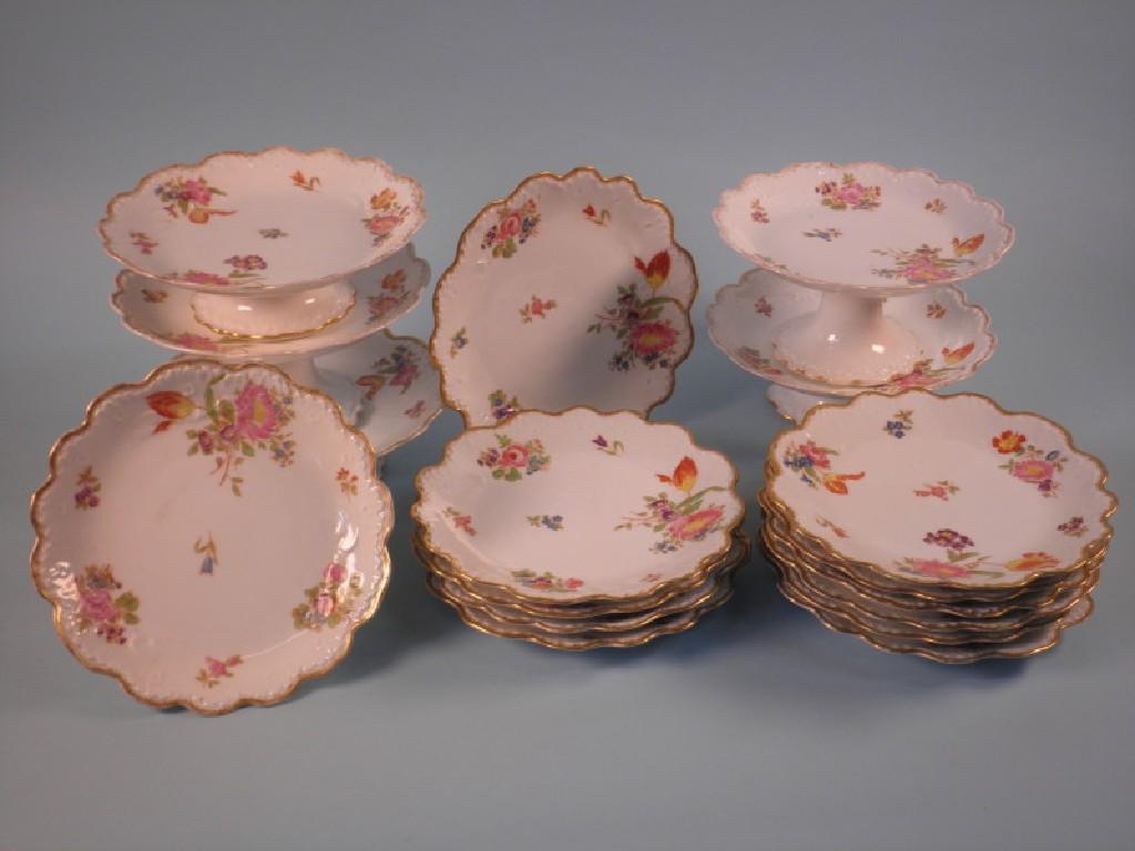 Appraisal: A Limoges porcelain dessert service comprising six comports and eleven