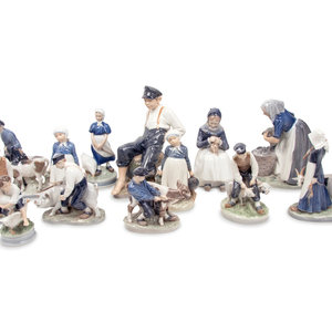 Appraisal: Thirteen Royal Copenhagen Porcelain Figures th Century each with three