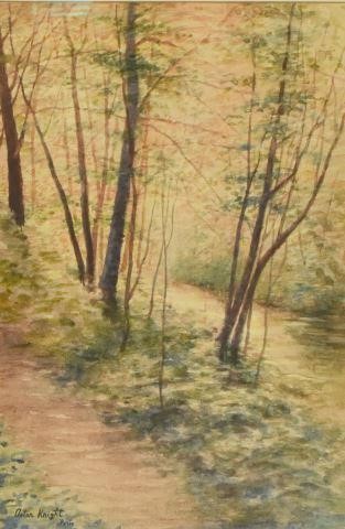 Appraisal: Framed watercolor painting on paper Woodland Path signed lower left