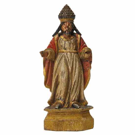 Appraisal: An Indo-Portuguese Painted Wooden Santo th century depicted wearing a